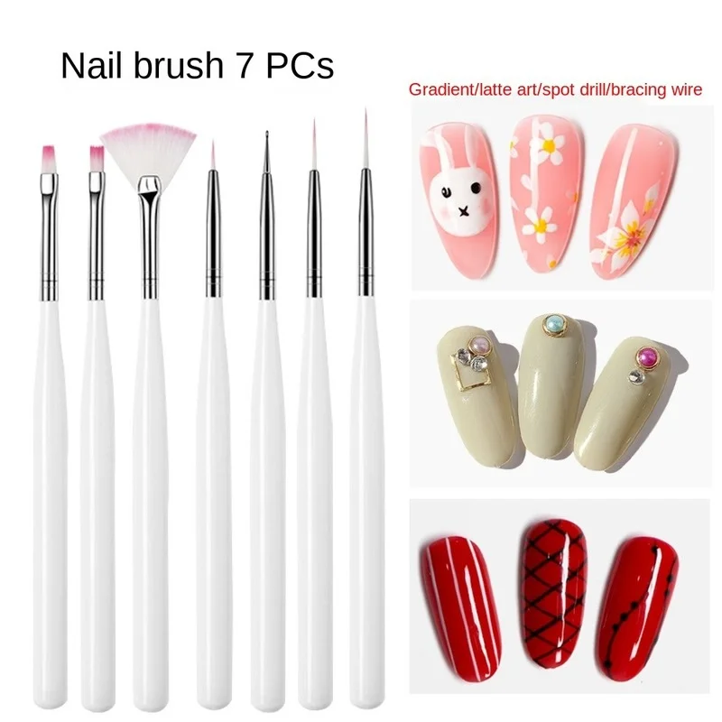 

New Nail Art 7 Tools Brush Set, Pull Line Carving Pen, Light Therapy Point Drill Pen, Nail Painting Pen Wholesale