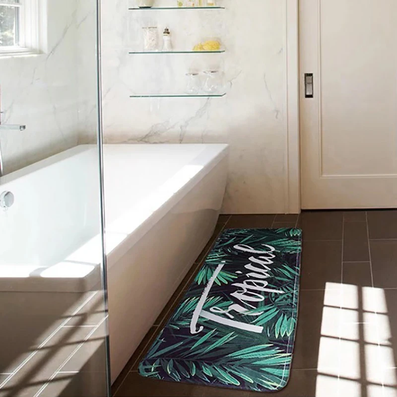 Нескользящие коврики тропические растения Дверной Коврик Прямоугольник Спальня