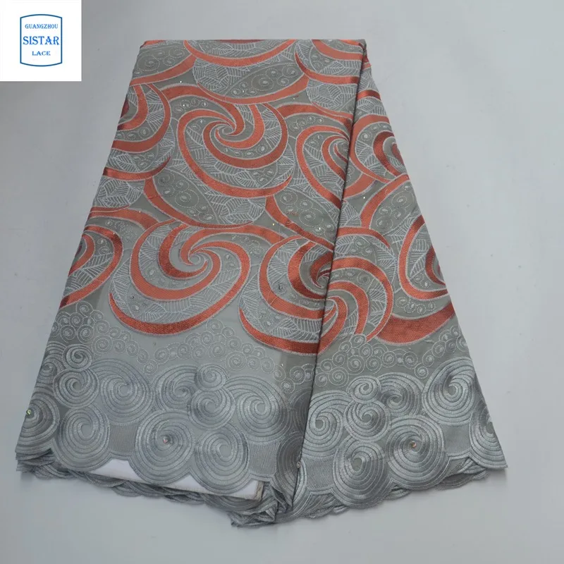 100% хлопок небесно голубой швейцарский вуаль кружево в Швейцарии с камнями