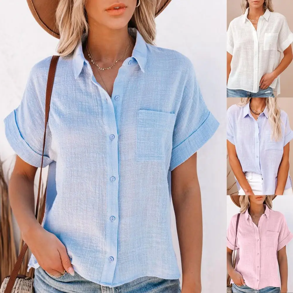 

80% 2021 New Women Top Solid Color Side Slit Summer Popular Thin Texture Loose Female Shirt for Holidays