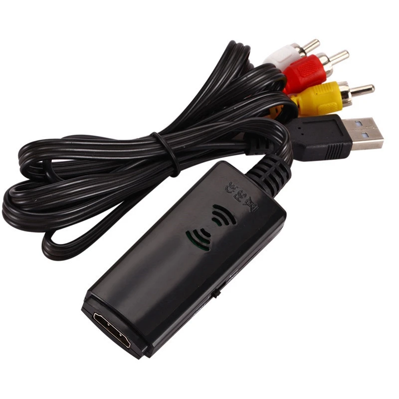 1080P RCA/AV к HDMI-совместимый аудио видео конвертер адаптер с USB зарядкой для ТВ VHS VCR DVD