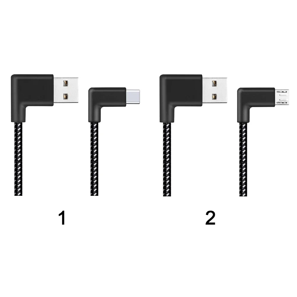 Мощный Прочный Микро сильный USB кабель 90 градусов двойной локоть головка