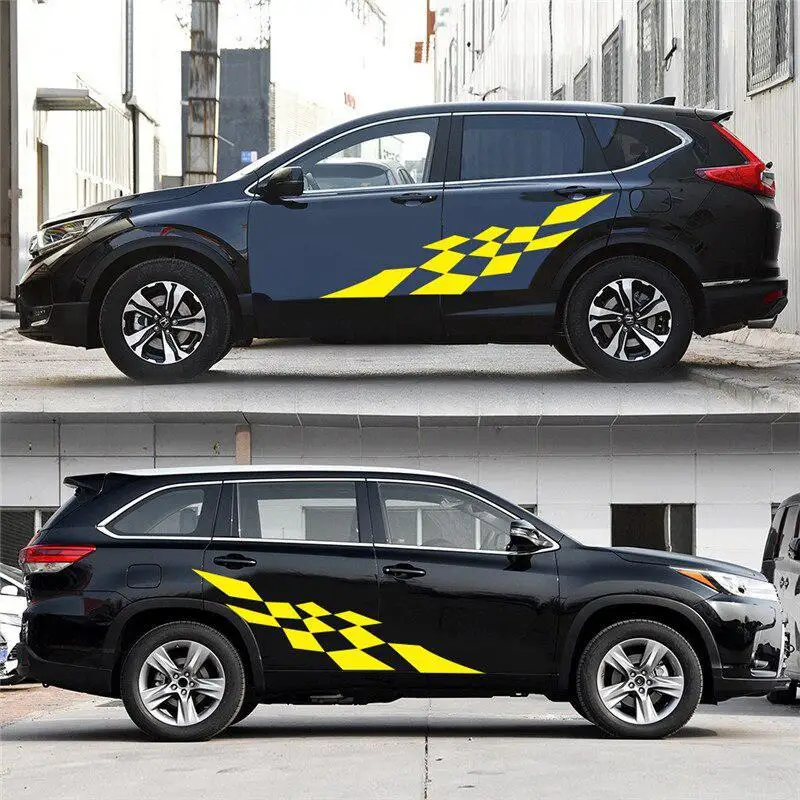 1 пара автомобиля Стикеры s гоночных спортивных сетка в полоску Тотем Авто
