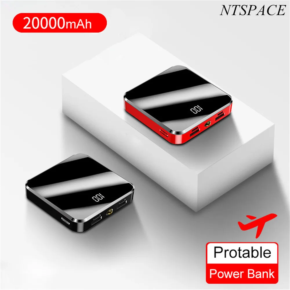 

Mini Power Bank 20000mAh Portable Powerbank Charger For iPhone/Samsung/Huawei Mirror Screen Fast Charging Case External Battery