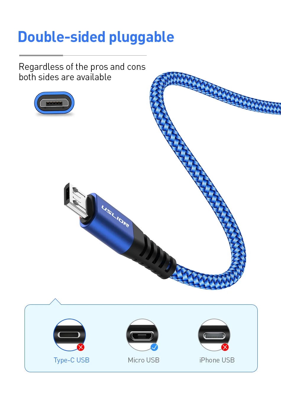 USLION 3A Micro USB быстрый заряд кабеля USB кабель для передачи данных провод для Samsung Xiaomi Redmi Note 4 5 Android кабель Microusb Быстрая зарядка