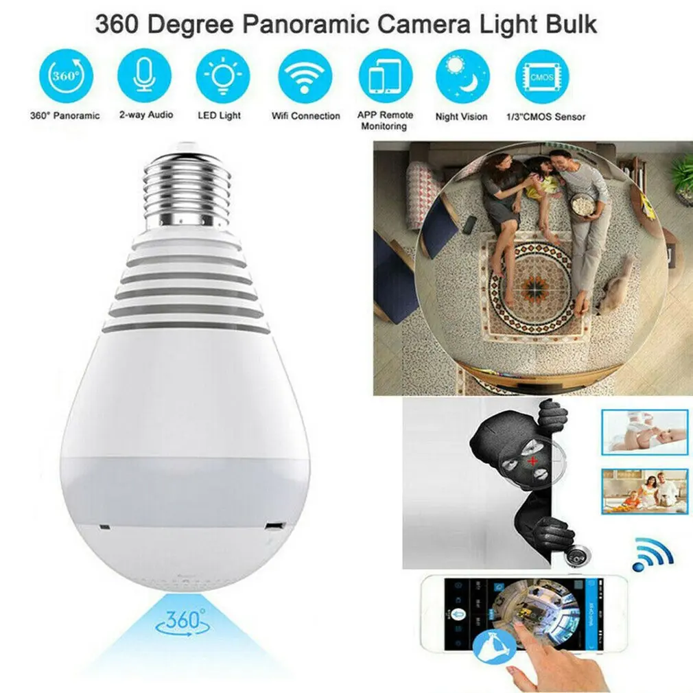

HD 360 Panoramic Wifi 1080P IP Camera Light Bulb Home Security Video Camera Wireless CCTV Surveillance Fisheye Network