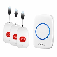 cacazi smart home wireless pager doorbell old man emergency alarm call bell us eu uk plug 80m remote 1 pager 1 receiver ringbell