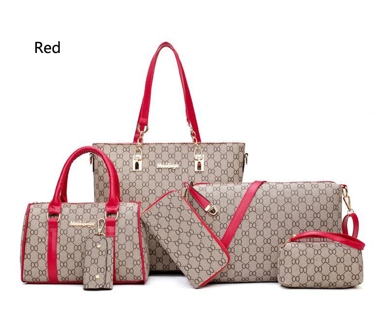 Autumn New Fashion Women's Bag 6 Piece Set Plaid Bag Lady Slung Hand Bag Shoulder Messenger Composite Bag