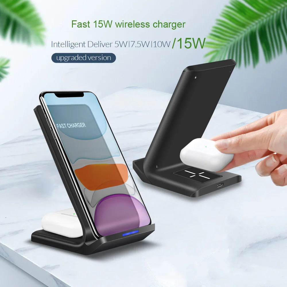qi 15w fast 4 in 1 wireless charger for iphone 12 11 xs xr x 8 dock station for apple watch 6 5 4 3 2 airpods pro charging stand free global shipping