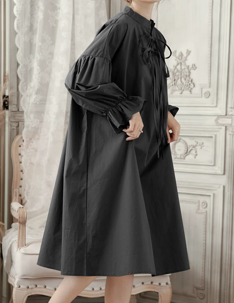 Платье женское винтажное в стиле оверсайз милое свободное Бандажное с длинным