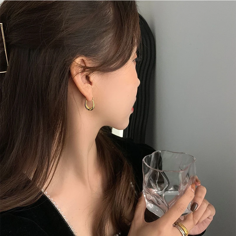 

Gold Silver Stud Earrings For Women 2021 New Simple France Gold Plated Water Drop Geometric Jewelry Gifts For Girlfriend