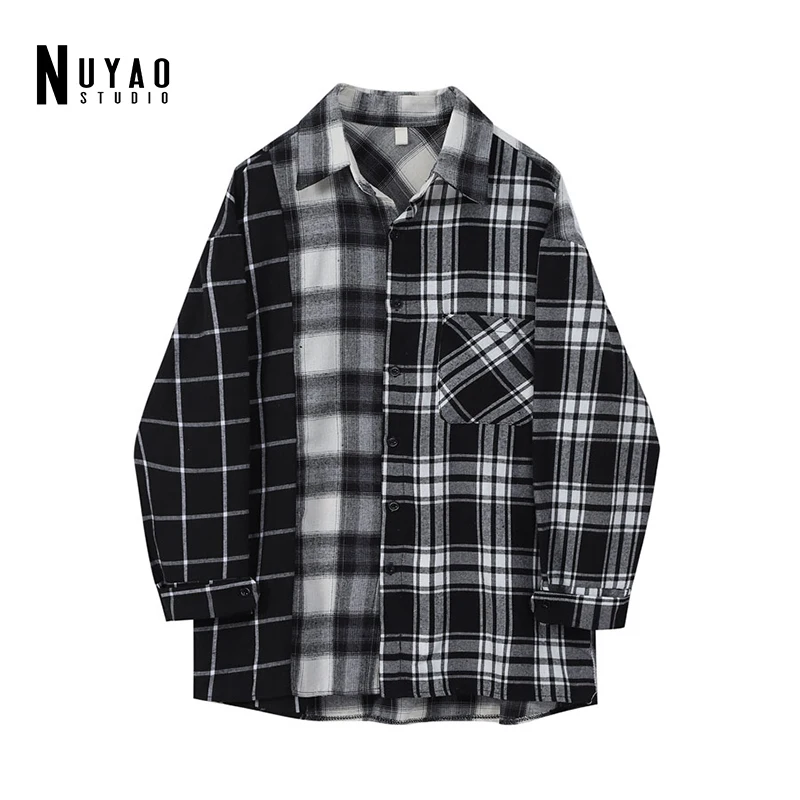 

Женская винтажная Блузка в клетку, свободная рубашка в стиле бойфренда с длинным рукавом, в стиле Харадзюку, осень 2021