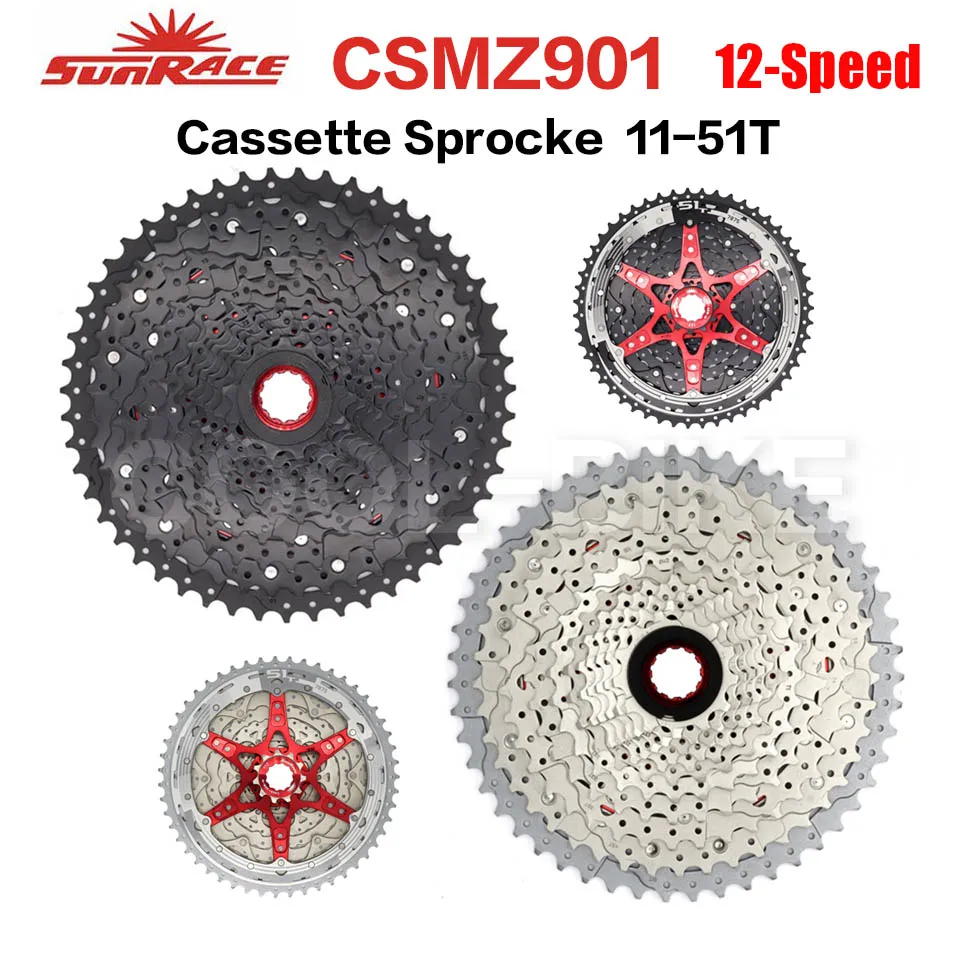 

SunRace CSMZ901 CSMZ903 freewheel 12 Speed 11-51T Mountain Bicycle cassette MTB Flywheel 12S Sprocket Compatible Shimano SRAM