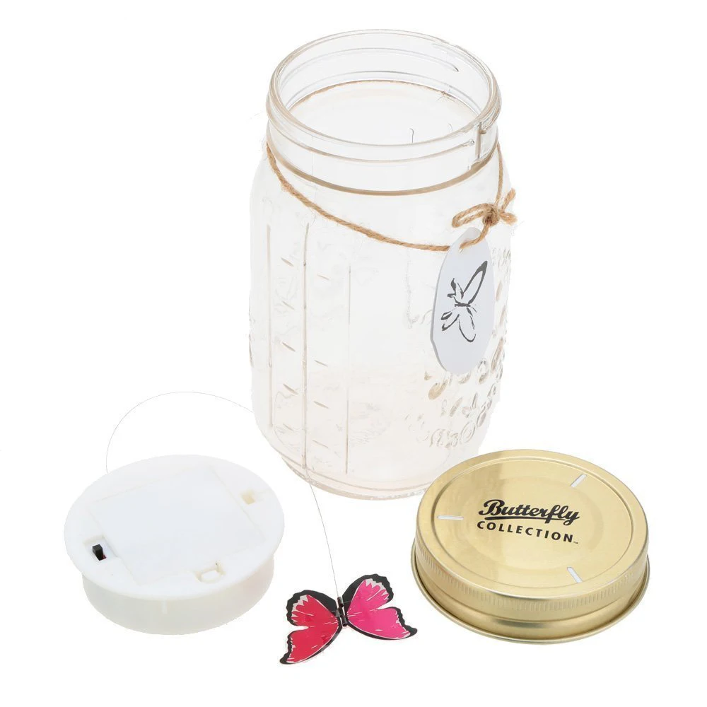LED Light Butterflies Jar With Lamp Romantic Glass LED Lamp Butterflies In A Jar Children Gift Home Decoration 17x9x9cm