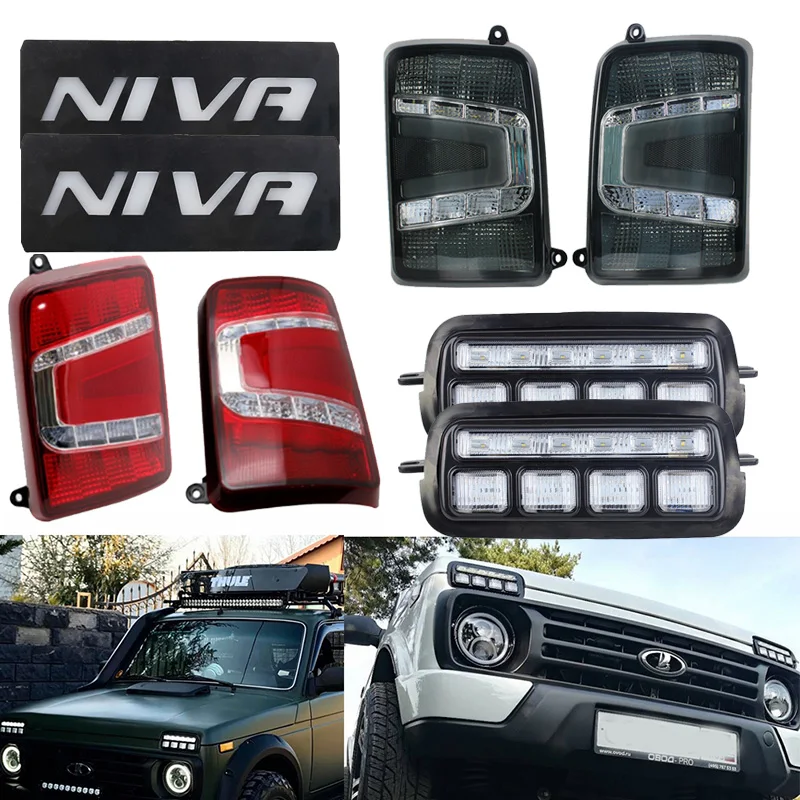 7 дюймов головной светильник DRL для Lada Niva 4x4 цикл 1995 светодиодный задний фонарь s с