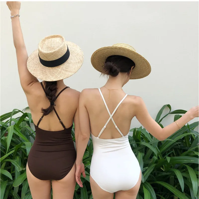 

Korean Style One Piece Swimwear Solid Swimwear Push Up Swimsuit High Quality Bathing Suit sexy Monokini Beachwear 2020 New