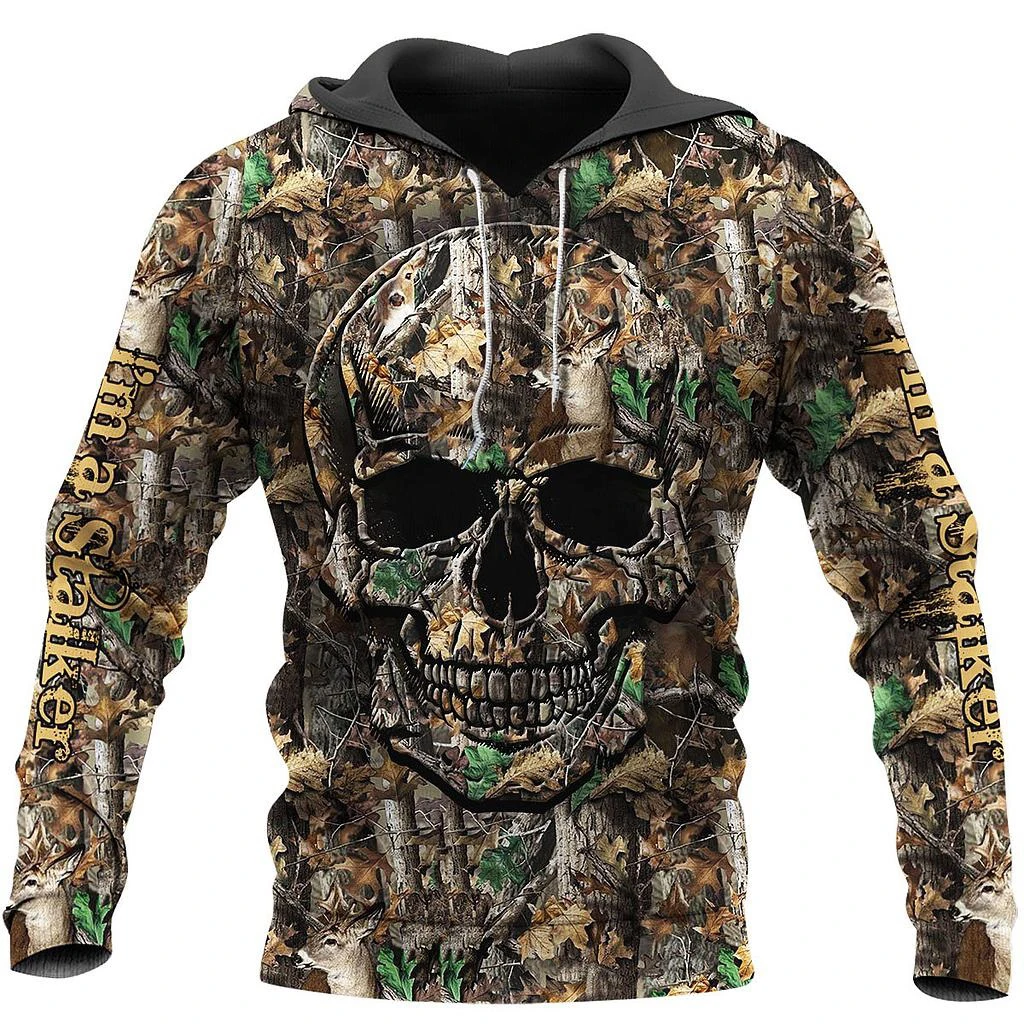 

Охотничья камуфляжная куртка с 3D-принтом черепа, Мужская/Женская толстовка в стиле Харадзюку, Повседневная Уличная одежда унисекс, свитшот,...
