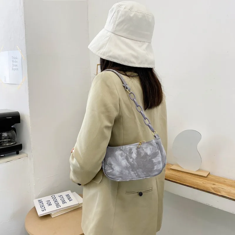 

Fashion Tie Dye Printed Handbag Totes Women Nylon Casual Shoulder Underarm Shoulder Bags Portable Travel Purse Clutches