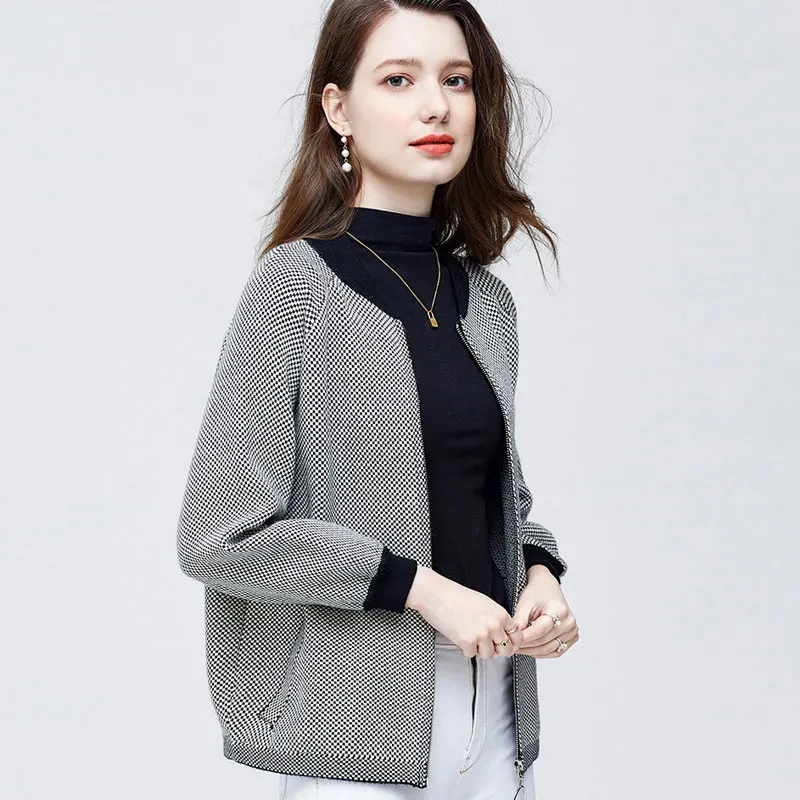 

Zipper V Neck Women Button Black Christmas Tree Cardigan Sweater Knitted Loose Oversized Jumper Top Jacket Coat