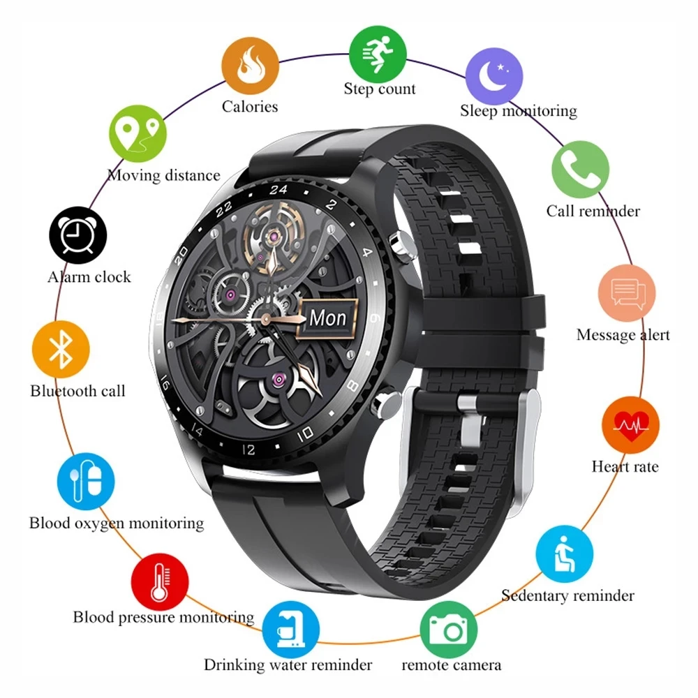 2021 New Women Smart Watch Men 1.28 Full Touch Screen Heart Rate Blood Pressure Bluetooth Call for Android IOS | Электроника