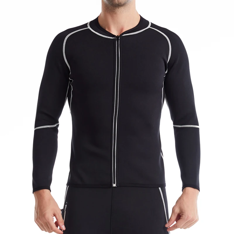 New Men Shapers Sauna Suit Neoprene Sweat Jacket Workout WeightLoss Long Sleeve Waist Trainer Body Shaper with Zipper Undershirt
