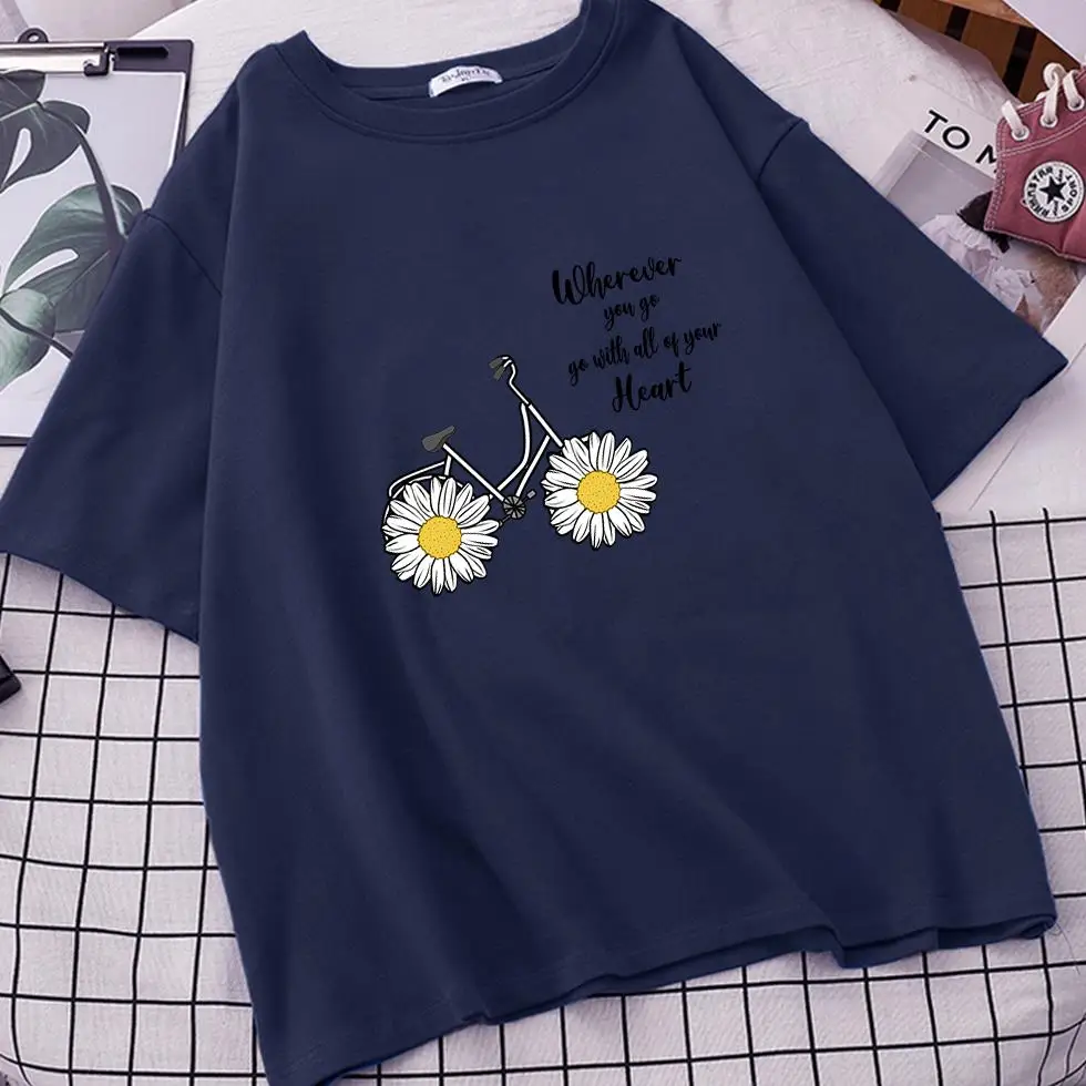 

Bike Daisy Women Summer Ulzzang T Shirt Camisetas De Mujer Sleeve Tee Harajuku Shirt Oversized Tshirts Tops Ete Roupas Femininas