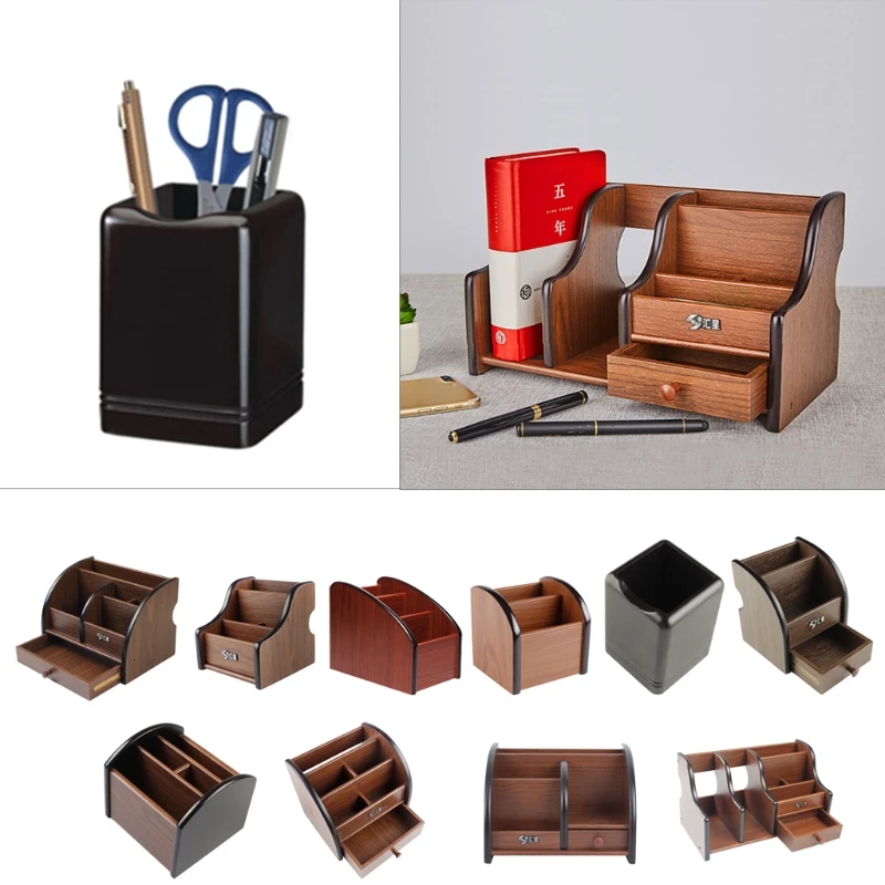 

Multi-grid Wood Desk Organizer Ideal for Organising Books Magazines Files Jewelries Makeup Tools Pen Pencil Markers More