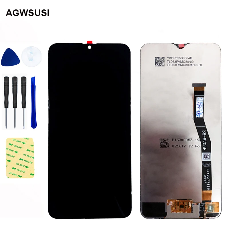 

ЖК-экран 6,3 дюйма для SAMSUNG Galaxy M20, 2019 дюйма, для телефона, ЖК-дисплей для SAMSUNG Galaxy M205F, матричный модуль, сенсорный экран, дигитайзер, датчик в сбо...