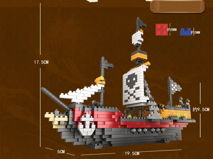 780 шт. Мини Алмазные Кирпичи игрушка пиратский корабль модель DIY строительные