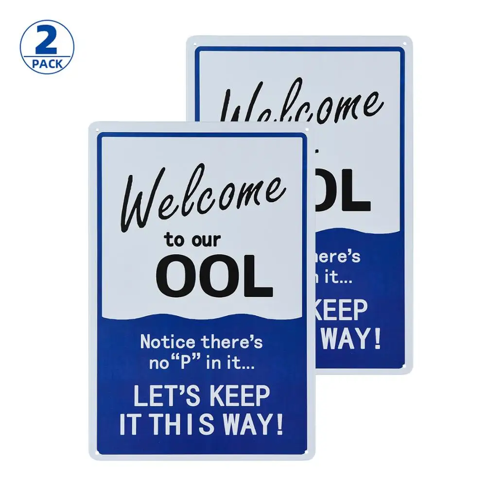 

DL-2-Pack Swimming Pool Sign, Welcome to Our OOL Sign, Pool Rules, metal UV Printed, Easy to Mount Weather Resistant