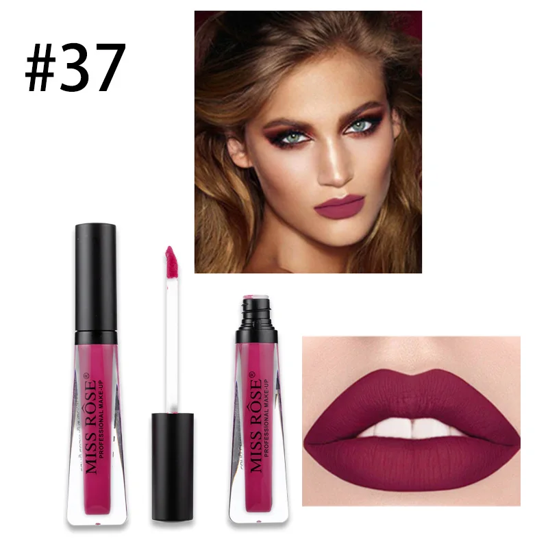 MiSS ROSE шесть цветов матовый блеск для губ прозрачная трубка не легко прилипает к