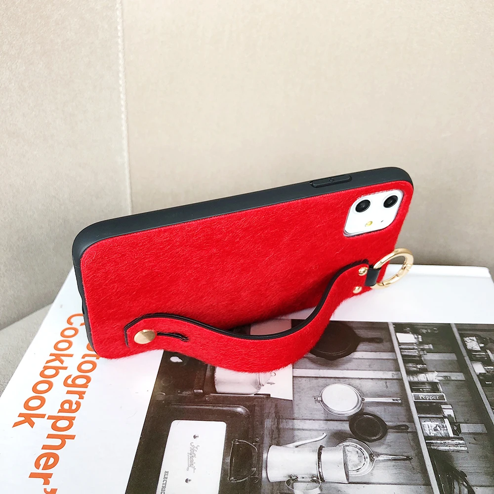 Зимний браслет плюшевый чехол для телефона iphone 11 Pro Max X XR XS 7 8 6 6S Plus ремешок