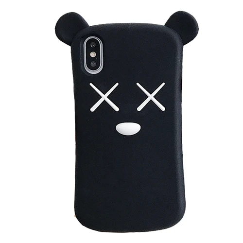 Bear Black Милый чехол для iPhone 6 S 6 S 7 8 Plus 8 Plus 7Plus X XS силиконовый чехол 3D Единорог Лошадь Кролик Ститч Кот мультфильм мягкий чехол для телефона - Цвет: Bear Black