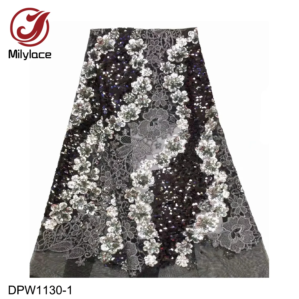 

Кружевная ткань с вышивкой в виде симпатичных цветов, французская сетка, высокое качество, кружевная ткань с блестками DPW1130