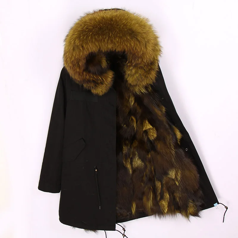 fox fur liner 13 Зимняя теплая куртка с воротником из меха енота, с капюшоном, с подкладкой из натурального Лисьего меха, верхняя одежда, мужская длинная толстая парка, пальто из натурального меха - Цвет: fox fur liner 13