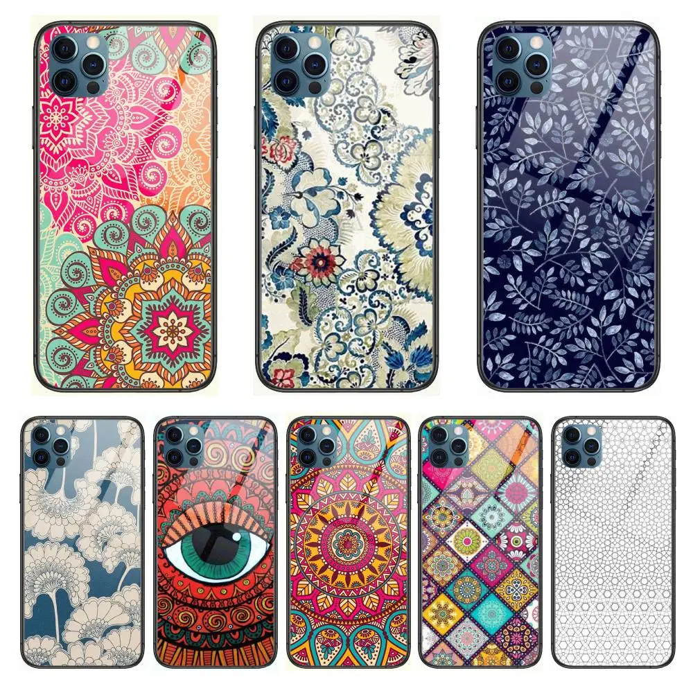 Разноцветные бохо мандала цветы Стиль чехол для телефона iphone 12 pro max 11 фотокамеры