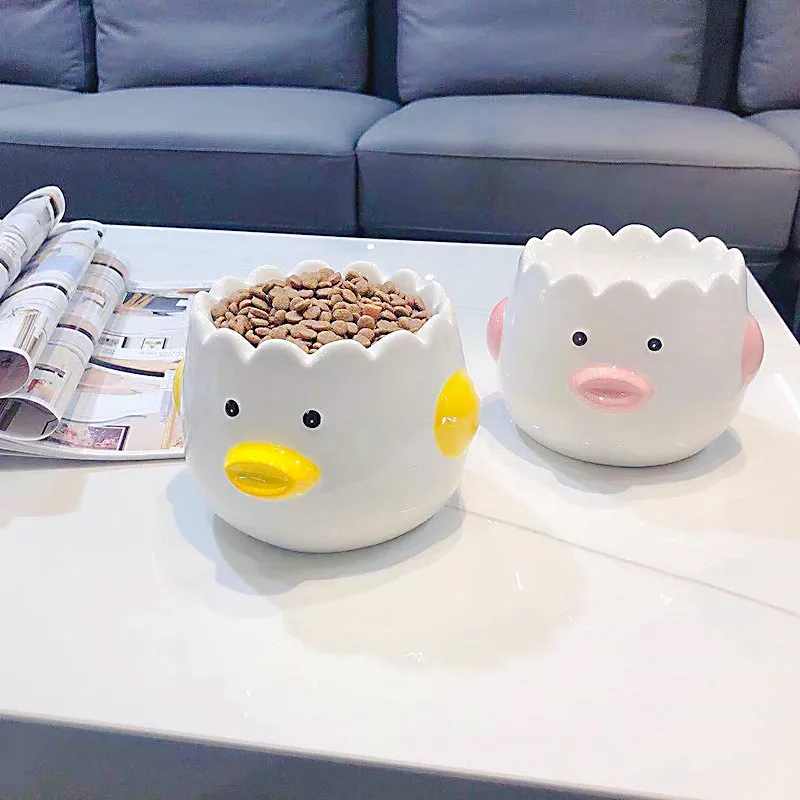 

Милый мультфильм яичной скорлупы дизайн Керамика ПЭТ миска для кошек и собак поилок для маленького щенка собаки для взрослых кошек для корм...