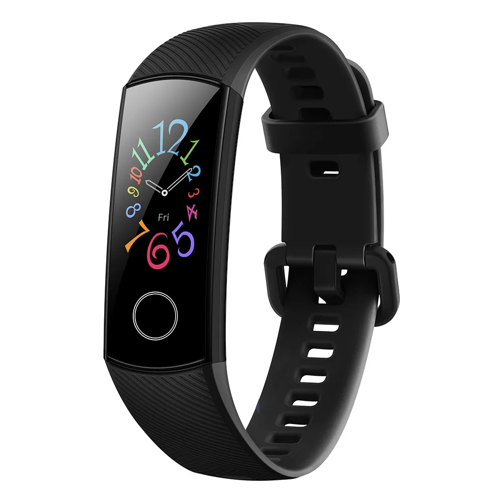 Черный HUAWEI Honor Band 5 умный браслет с кислородом крови AMOLED фитнес-трекер Шагомер монитор сердечного ритма во время сна водонепроницаемый Wirstband - Цвет: Черный