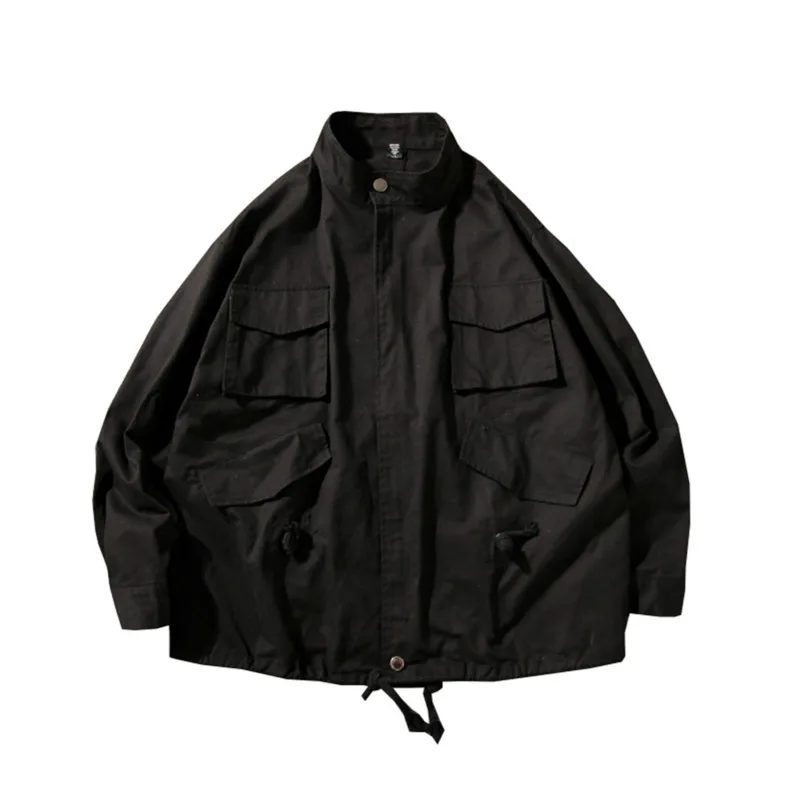 

2019 Autumn And Winter New Youth Popular Tooling Drawstring Jacket Fashion Casual Shirt Large Size Loose Shirt Coat Black/Green