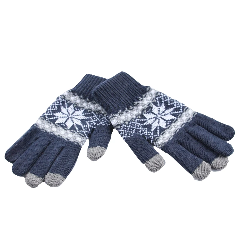H Лидер продаж Модные Guantes для мужчин и женщин зимние теплые перчатки вязание снежинка шаблон полный палец перчатки и варежки Luvas - Цвет: Type 5