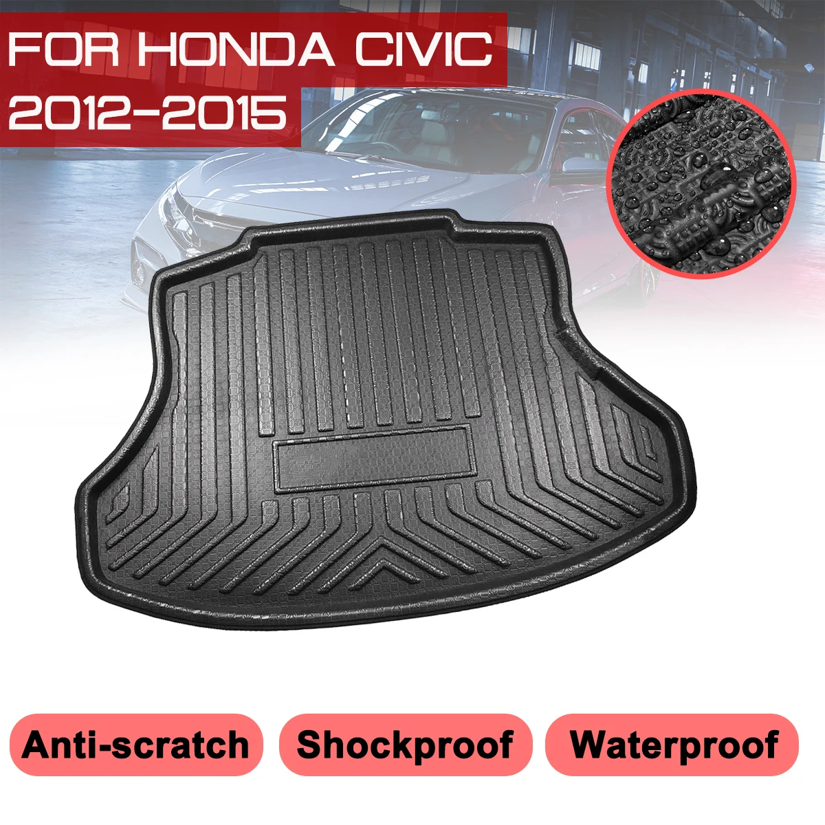 

Car Floor Mat Carpet For Honda Civic 2012 2013 2014 2015 Rear Trunk Anti-mud Cover