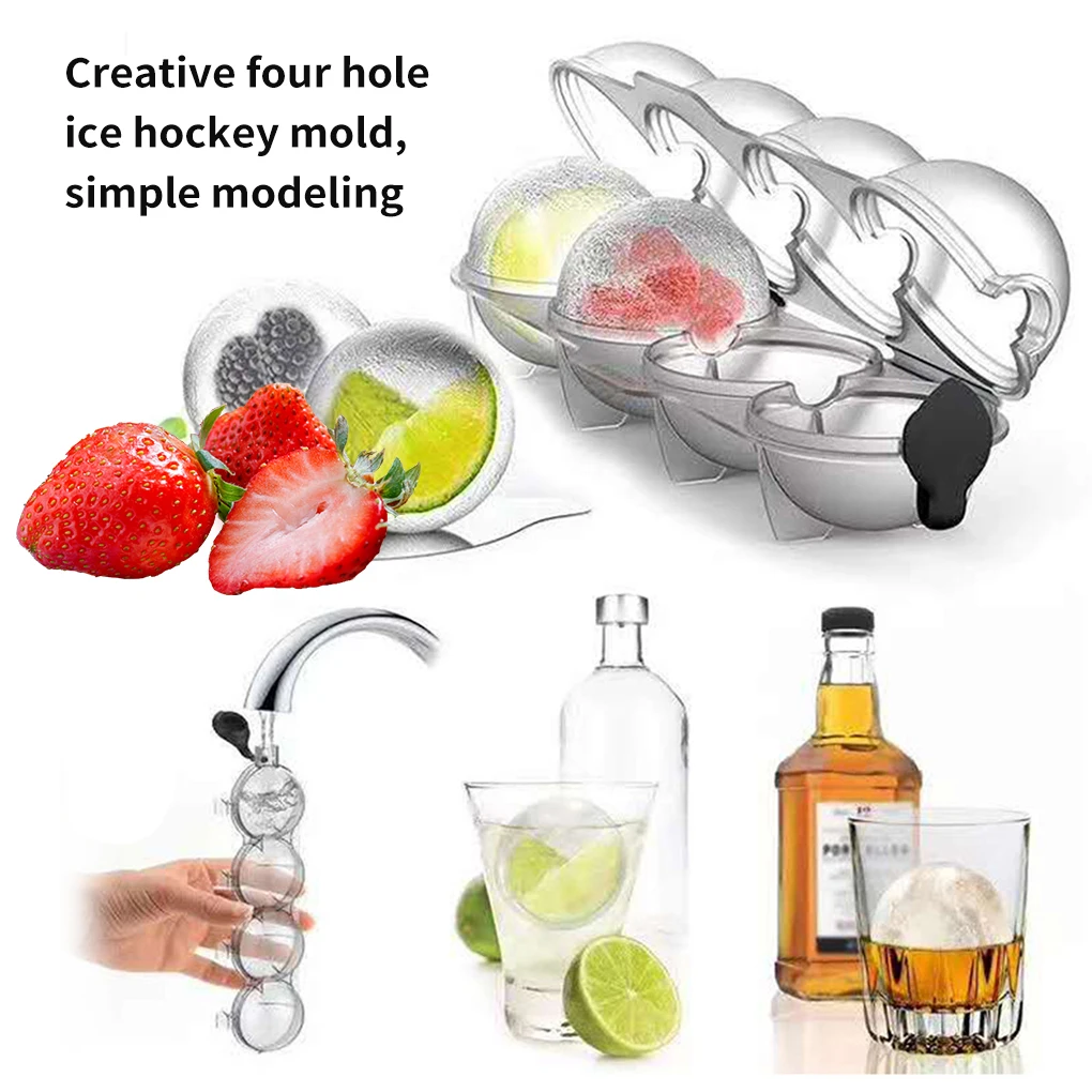 

4 Cavity Whiskey IceCube Maker Mold Sphere Mould Kitchen Tool Silicone Ice Cream Tools Ice Grid Round DIY Homemade Ice Ball