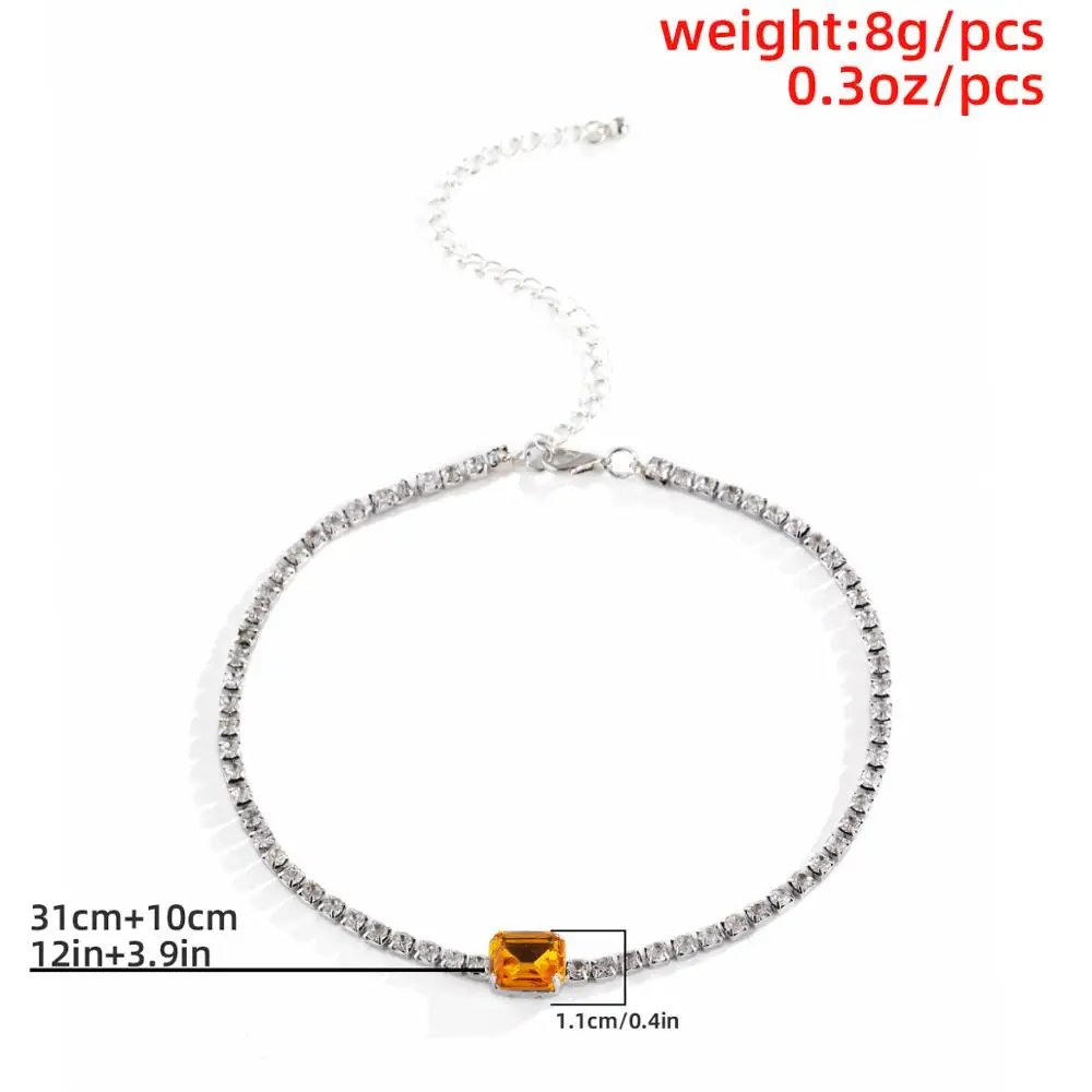 

Salircon Kpop Luxury Crystal Tennis Chain Necklace Vintage Geometric Aesthetic Choker Necklace for Women Jewelry Gift 2021 Trend