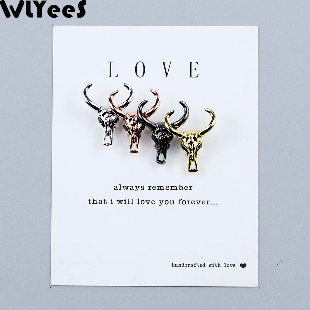 WLYeeS 4 шт. подвески в виде головы коровы, черный циркон, медные бусины, проложенные CZ металлические свободные бусины для изготовления браслетов DIY, ожерелья
