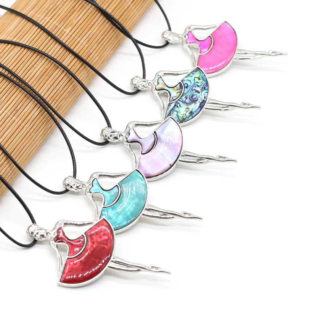 Естественная оболочка кулон ожерелье Изысканный кулон, ожерелье для женщин и мужчин, аксессуары для ювелирных изделий Размеры 45x80mm Длина 55 см + 5 см