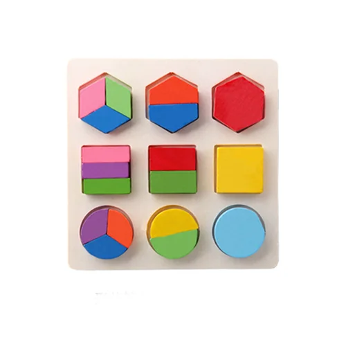 03 1 Set Baby 3D Wooden Puzzles Toy Learning Geometry Color Cognition Montessori Educational Kids Toys for Children Play Games Gift - Цвет: 03