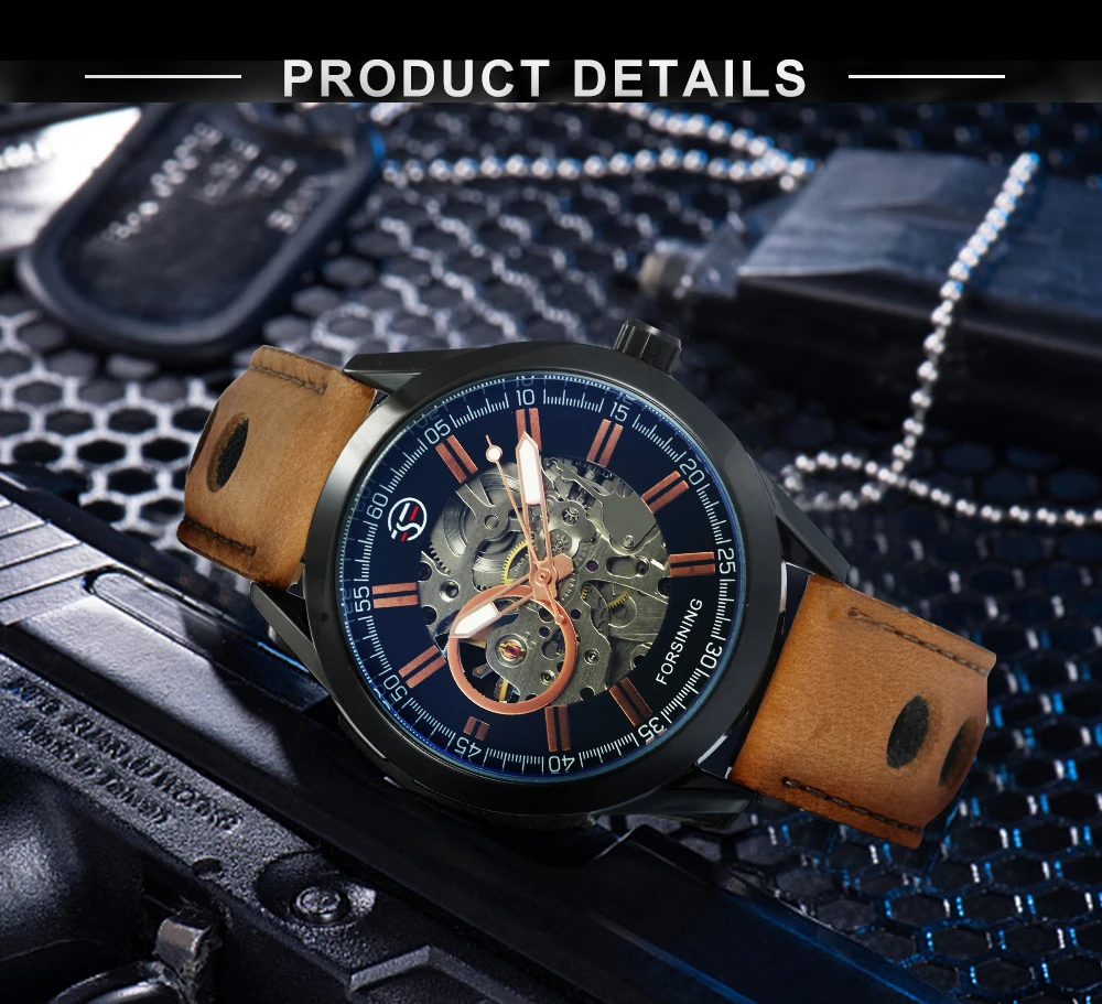 Часы наручные FORSINING Мужские механические автоматические брендовые Роскошные