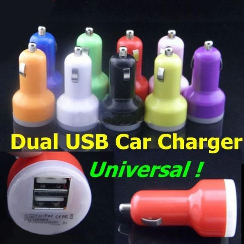 Автомобильное зарядное устройство с двумя USB портами 500 шт./лот|charger adaptor|usb car