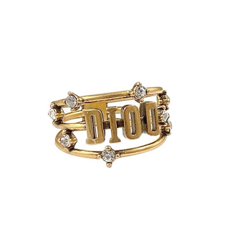 

European and American Star Style D Ring Letters Brass Vintage Food Ring Female Vintage Fashion 20 New Ring Fashion Ins