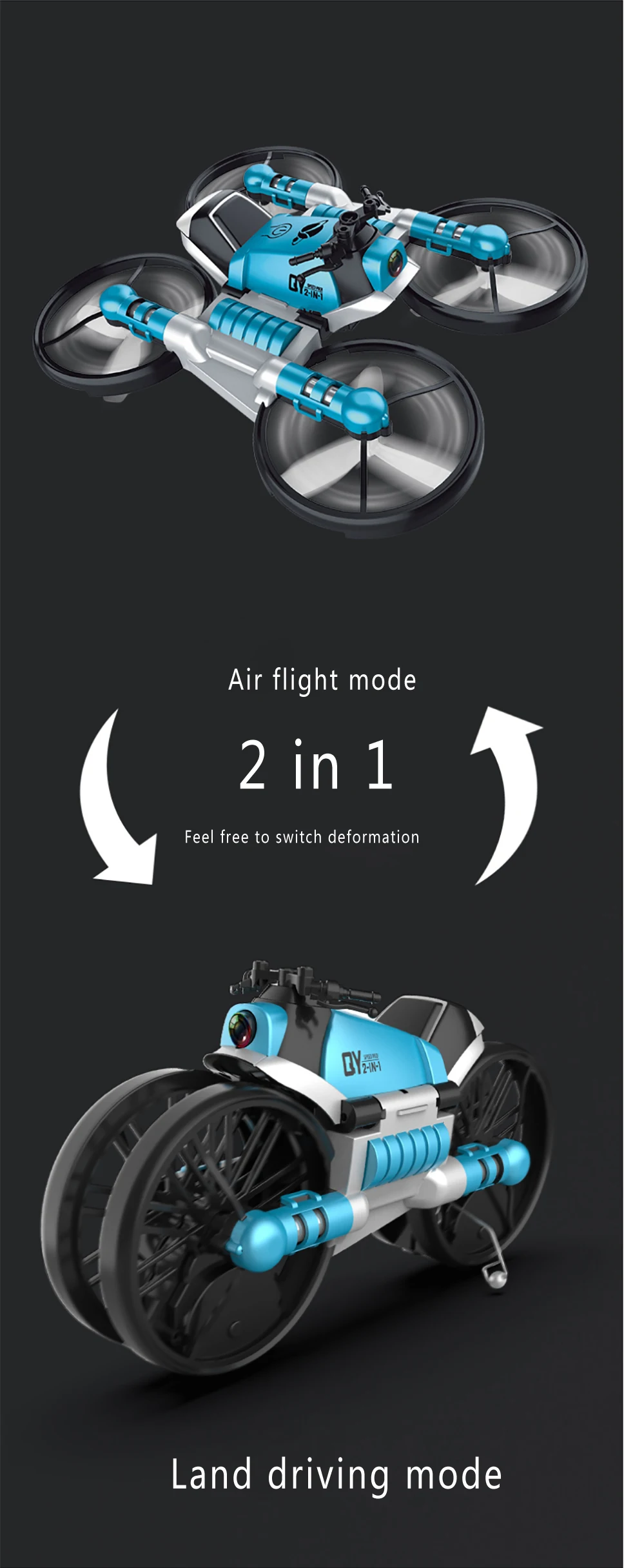 S91 Дрон креативный мотоцикл RC и Дрон 2,4G WiFi двухрежимный трансформирующий мотоцикл Квадрокоптер 1080 HD камера RC Дрон